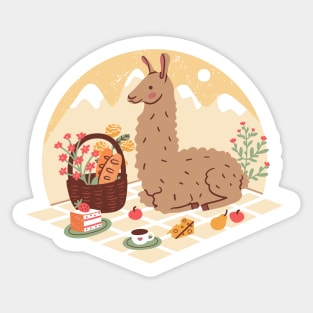 Llama having a picnic Sticker